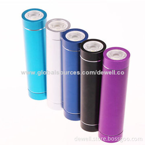 LED Mobile Phone Charger for Promotions, 1,200/2,000/2,200/2,600mAh Capacity, Slim Cylinder Design
